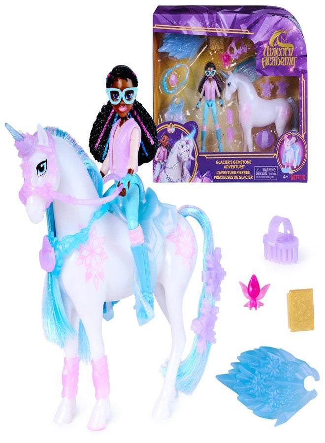 Unicorn Academy أكاديمية يونيكورن، مغامرة الأحجار الكريمة الجليدية مع دمية ليلى و13 ملحقًا، دمى وألعاب يونيكورن للبنات من عمر 4 سنوات فما فوق - Image 1